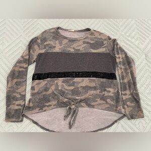 Chrysanthemum Camo Sequin Long Sleeve Top (size S)